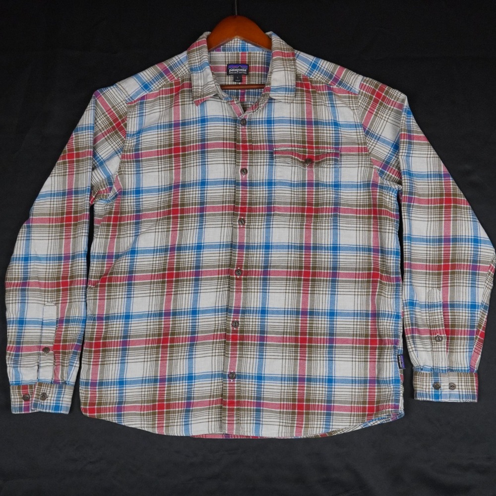 Patagonia Button Down Shirt Mens Large Multicolor Plaid Organic Cotton Regular
